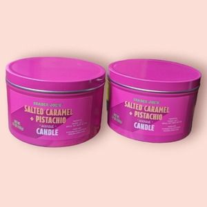 TWO Trader Joe Salted Caramel and Pistachio Brazil Nut Candles Limited 5.7 oz